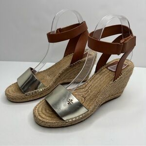 TORY BURCH Bima Espadrille Platform Wedge Sandals Size 8